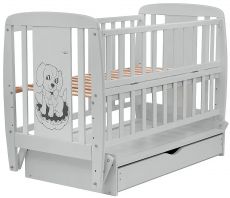 Дитяче ліжко Babyroom Dog маятник, ящик, відкидний бік DSMYO-3 бук grey